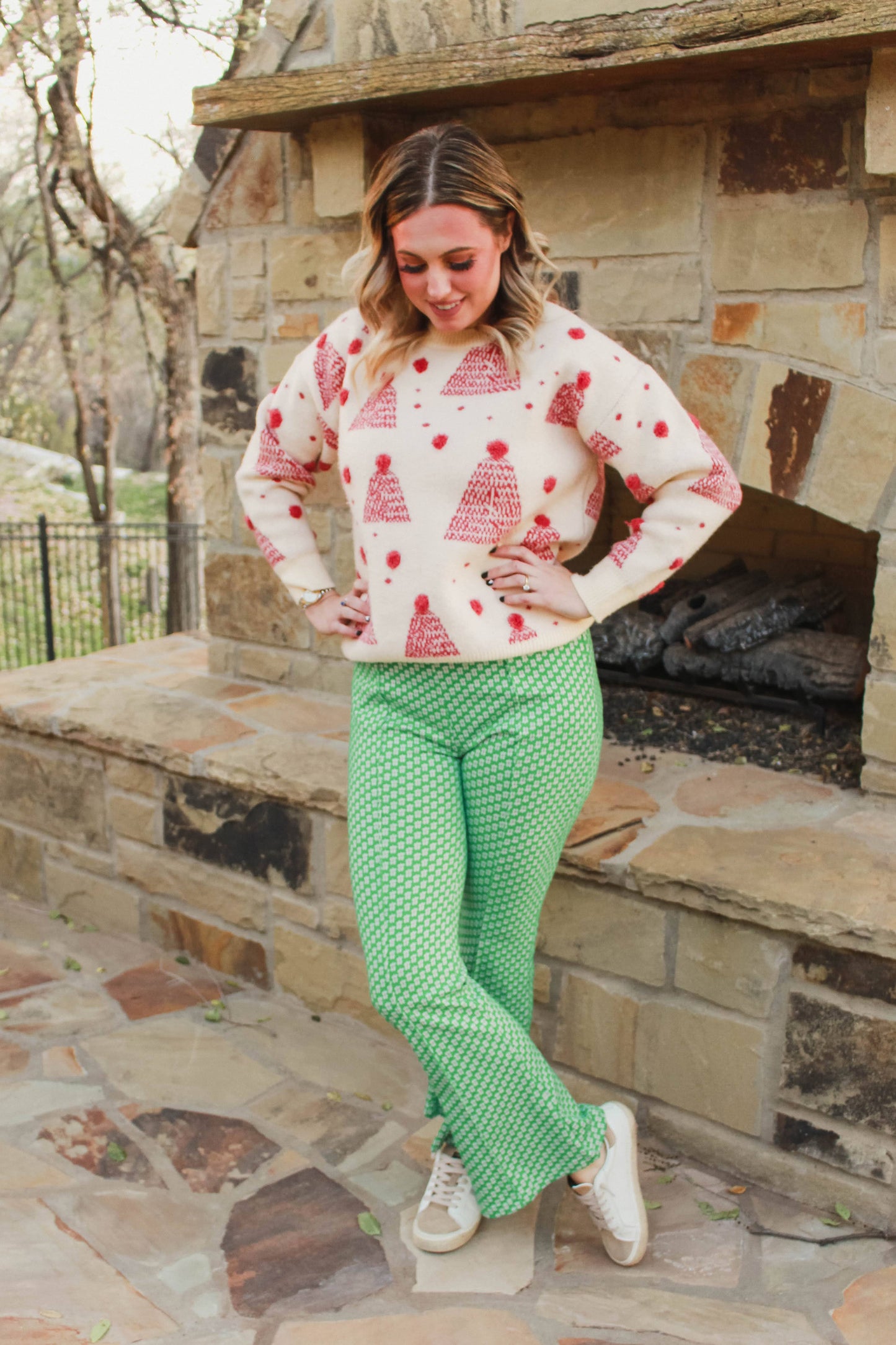 Mean Green Patterned Flare Pant