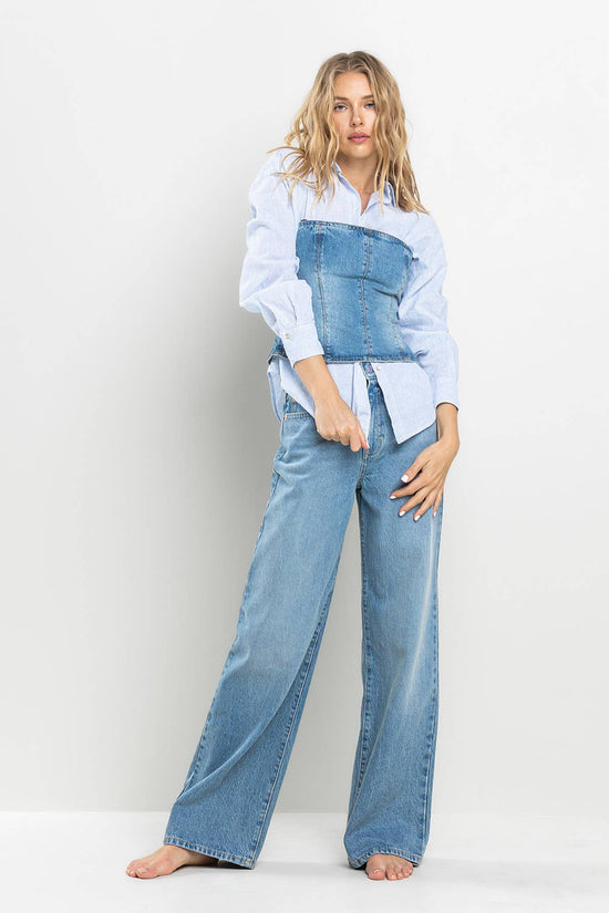 HIGH RISE WIDE LEG JEANS IN MEDIUM LIGHT