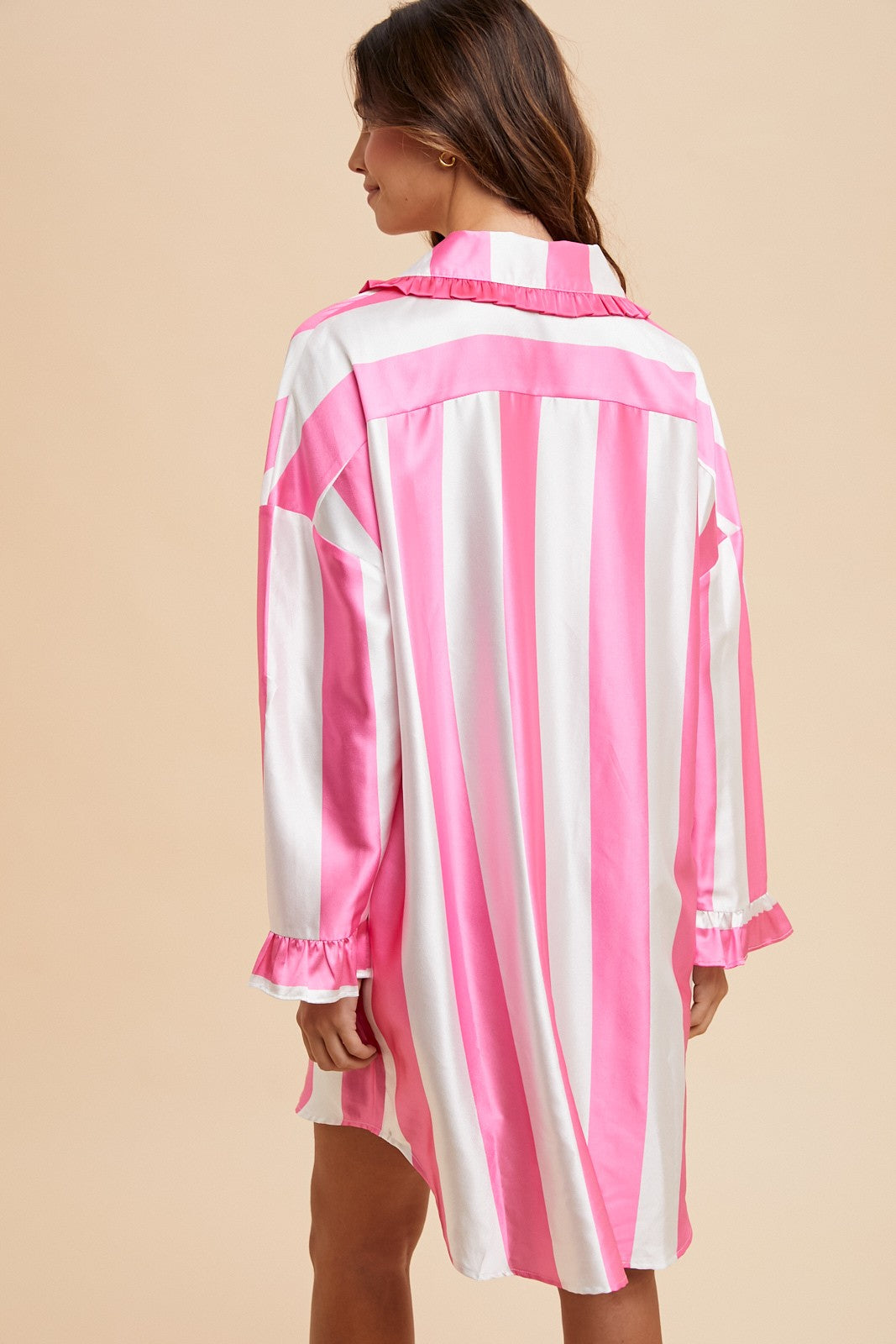 Bow Satin Pink and White Pajama