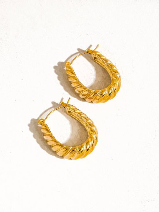 Jordyn 18K Gold Non-Tarnish Croissant Hoop Earring