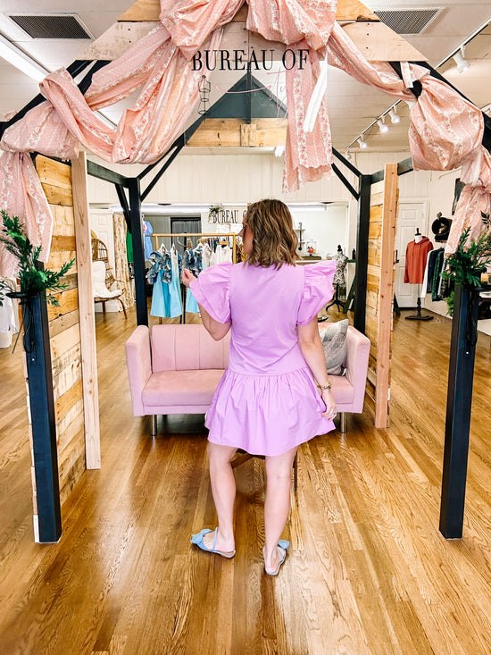 Lilac Ruffle Mini Dress