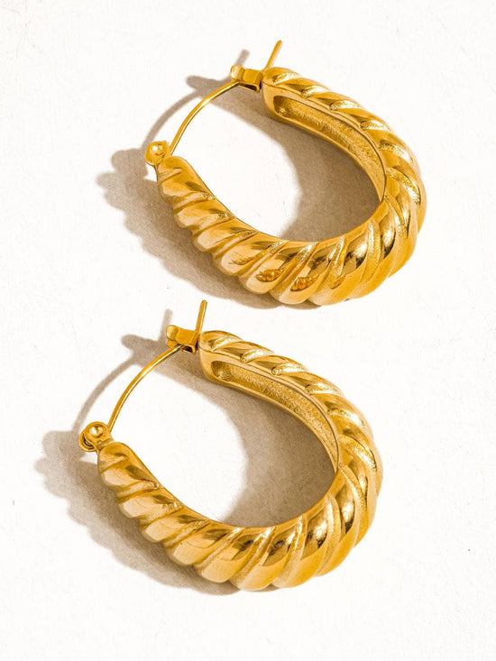 Jordyn 18K Gold Non-Tarnish Croissant Hoop Earring