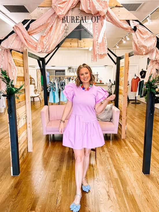 Lilac Ruffle Mini Dress