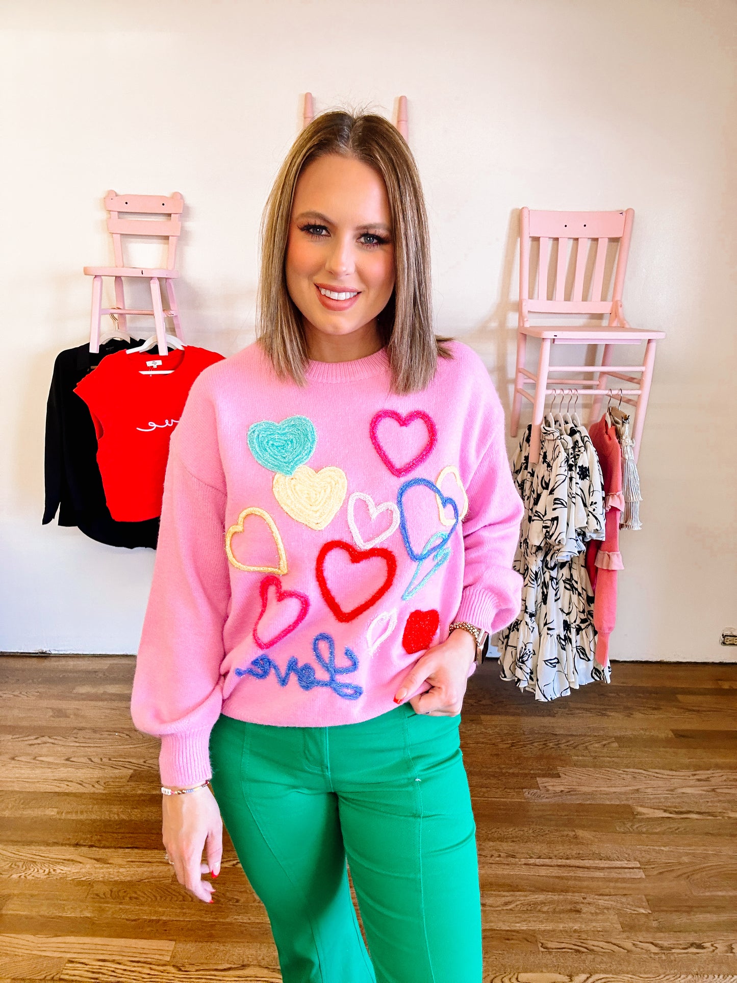 Lots of Love Multi Colored Heart Sweater
