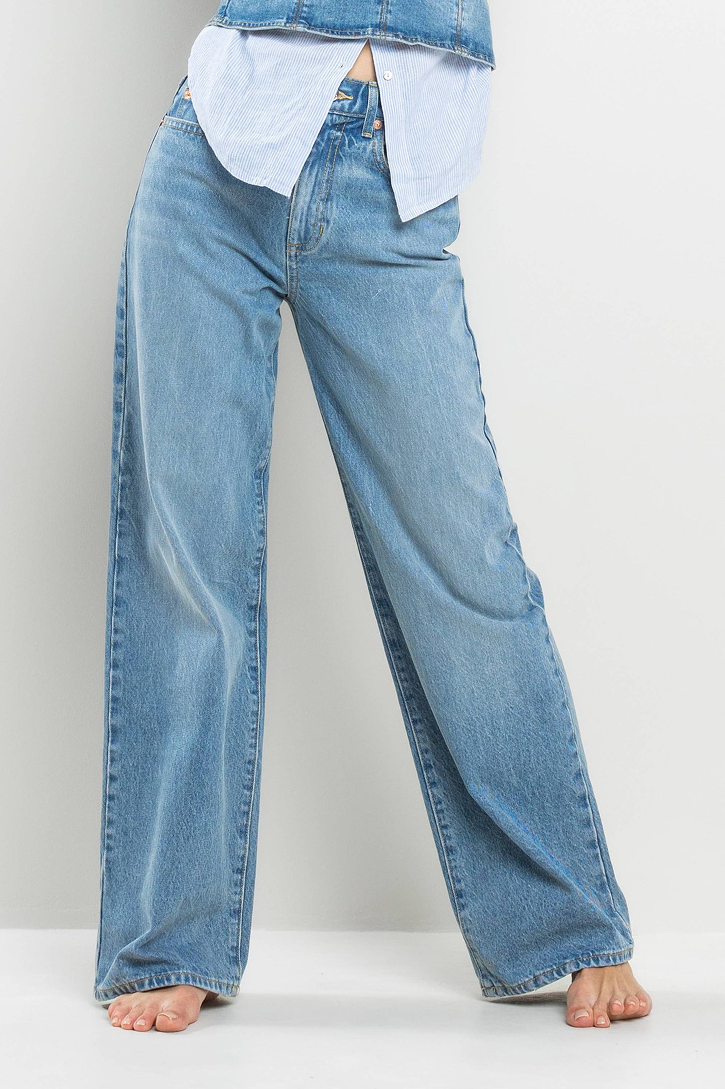 HIGH RISE WIDE LEG JEANS IN MEDIUM LIGHT