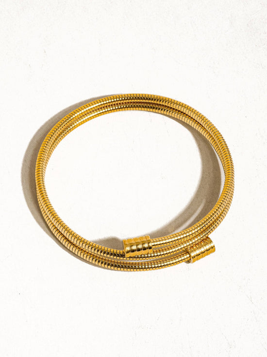 Arnell Non-Tarnish Round Snake Gold Chain Bracelet