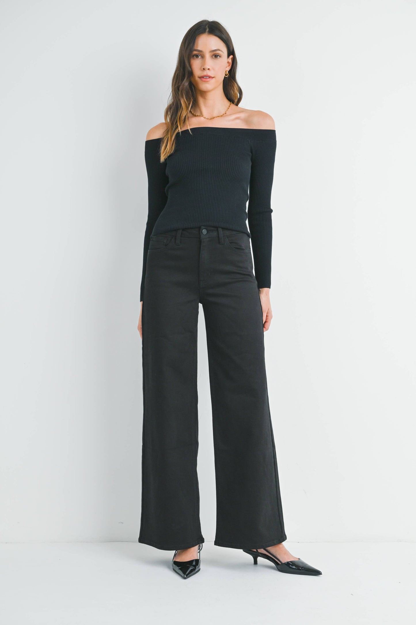 Black Palazzo Wide Leg Denim