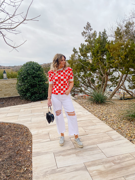 White Distressed Rocker Cropped Jean